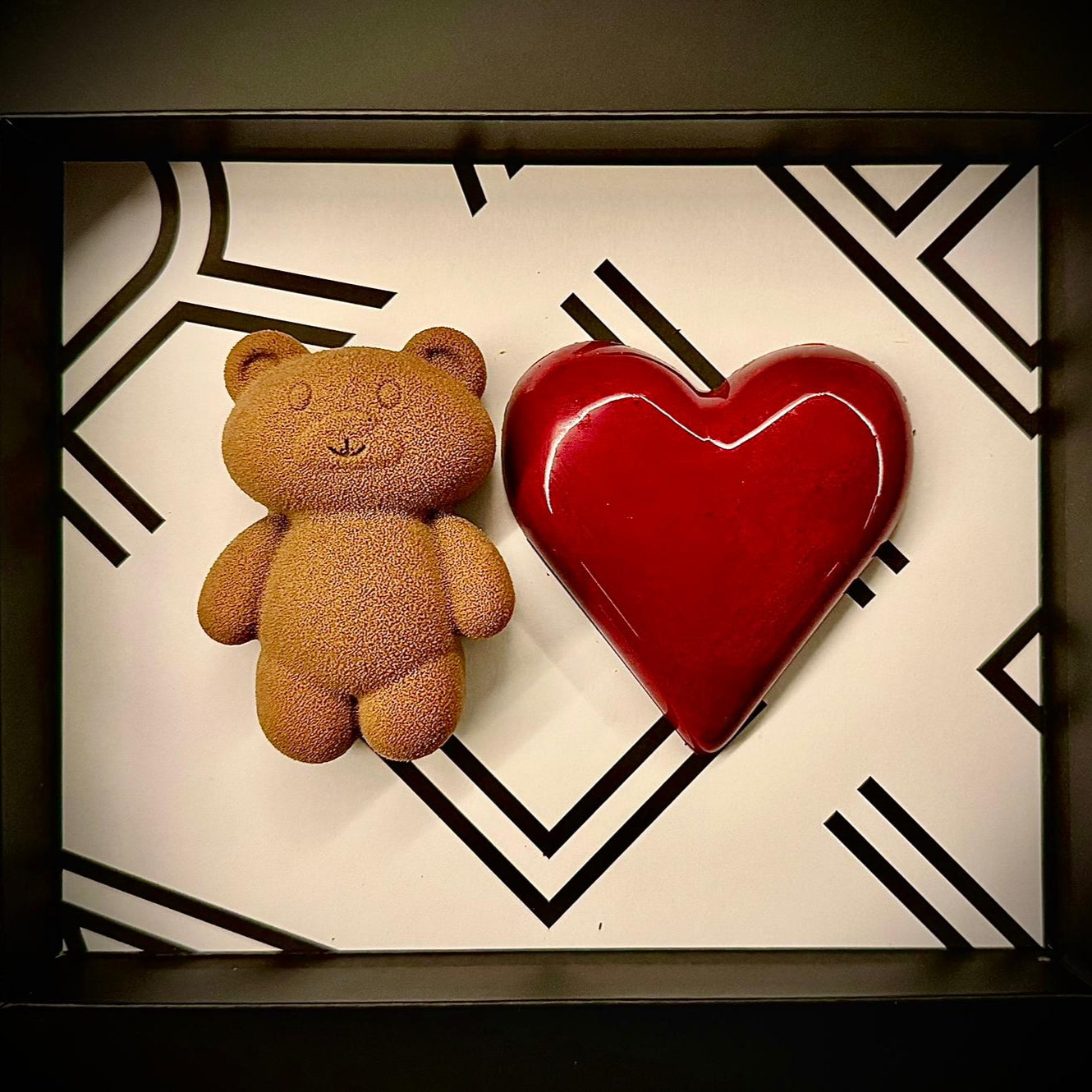 Craig Alibone Teddy bear heart box phone teddy on the left and heart on the right.