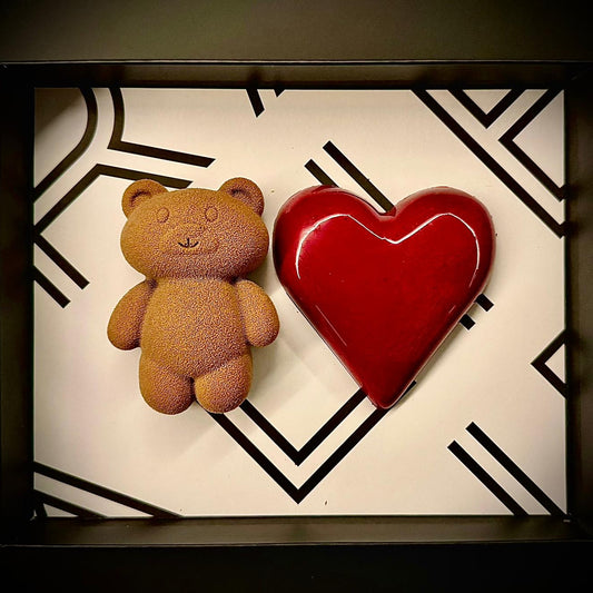 Craig Alibone Teddy bear heart box phone teddy on the left and heart on the right. 